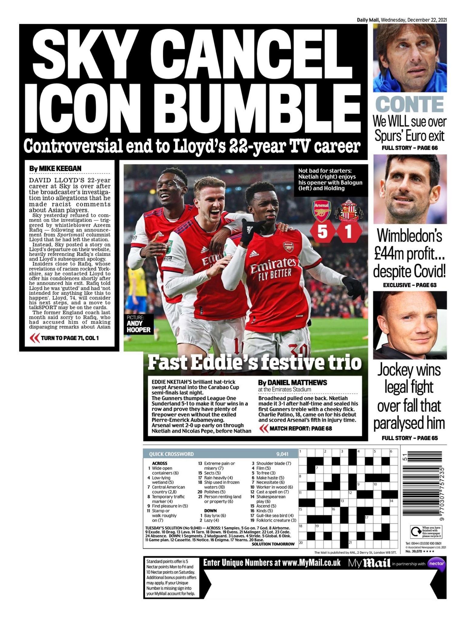 Wednesday's Mail back page