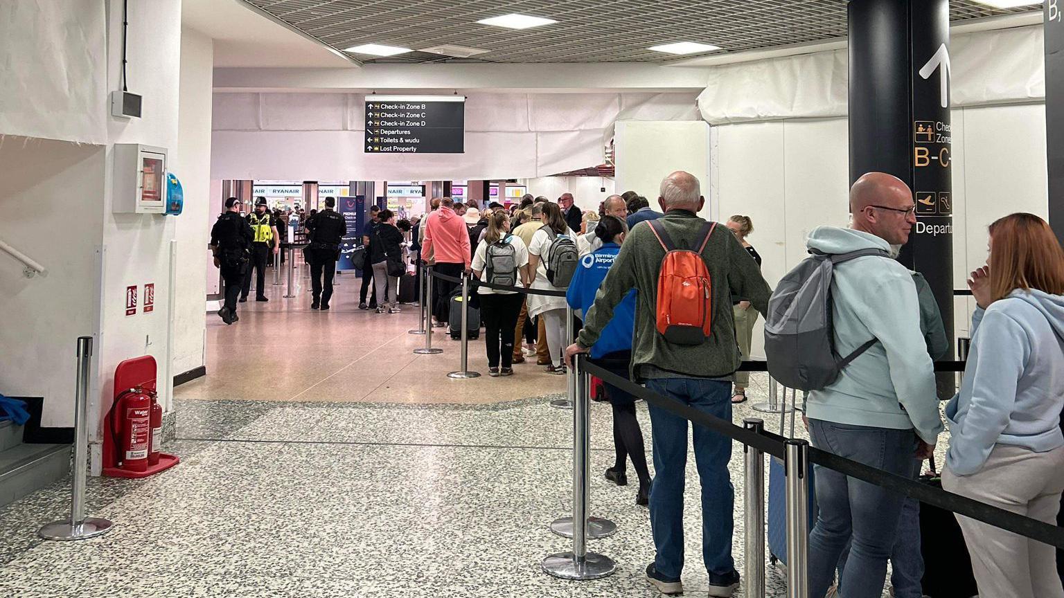 Queues at Birmingham Airport