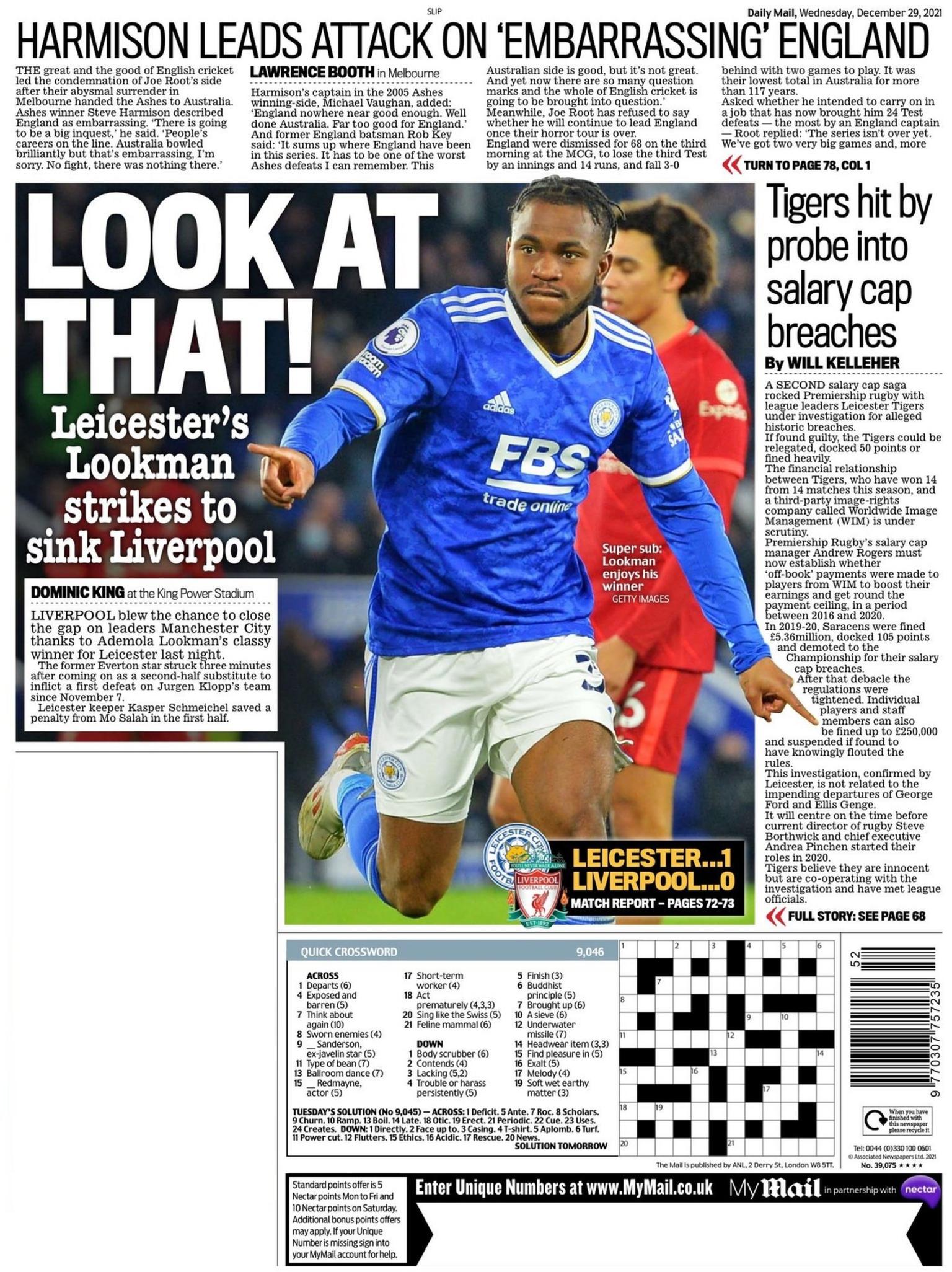The back page of the Daily Mail