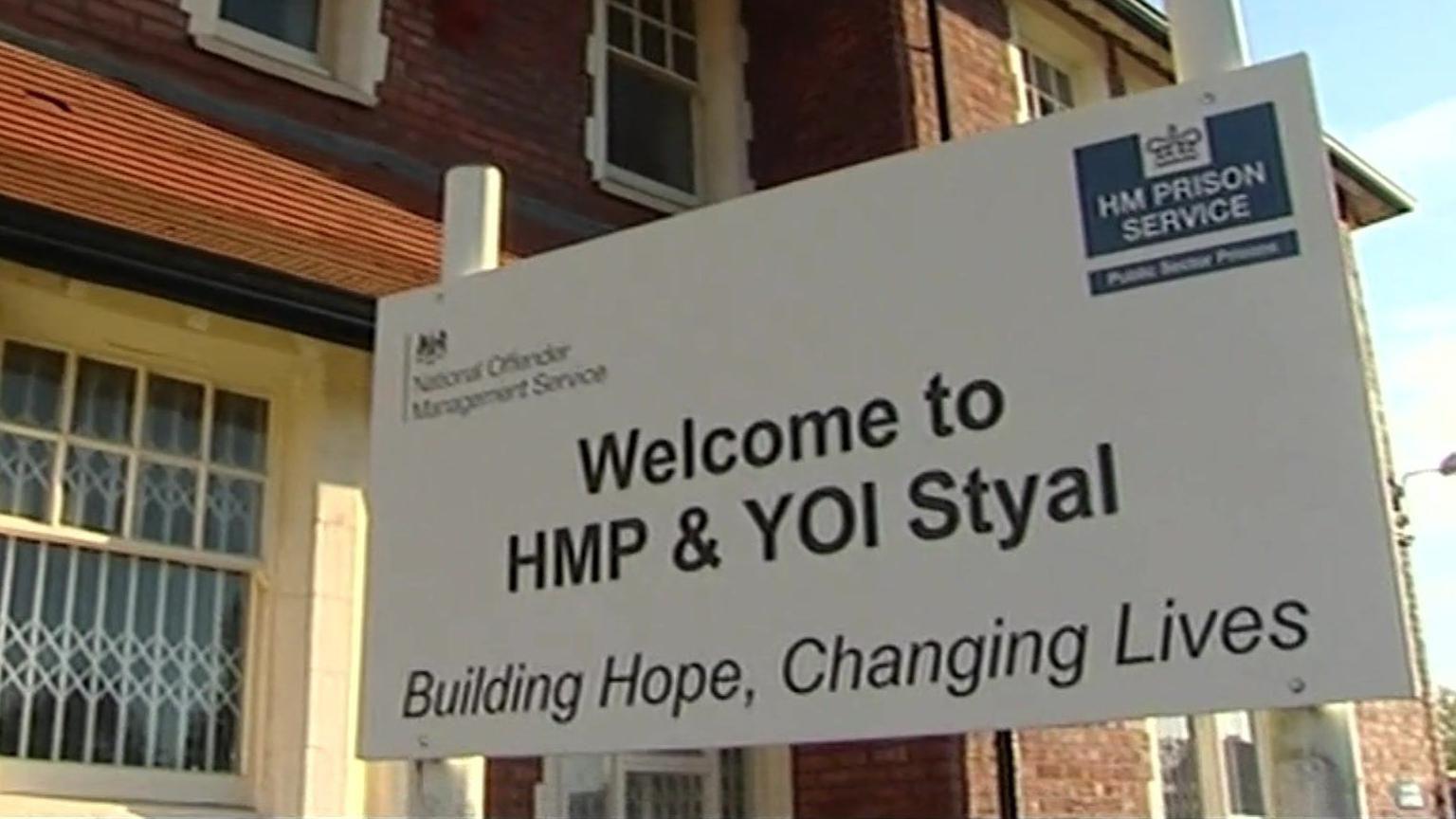 A sign welcoming visitors to HMP Styal 