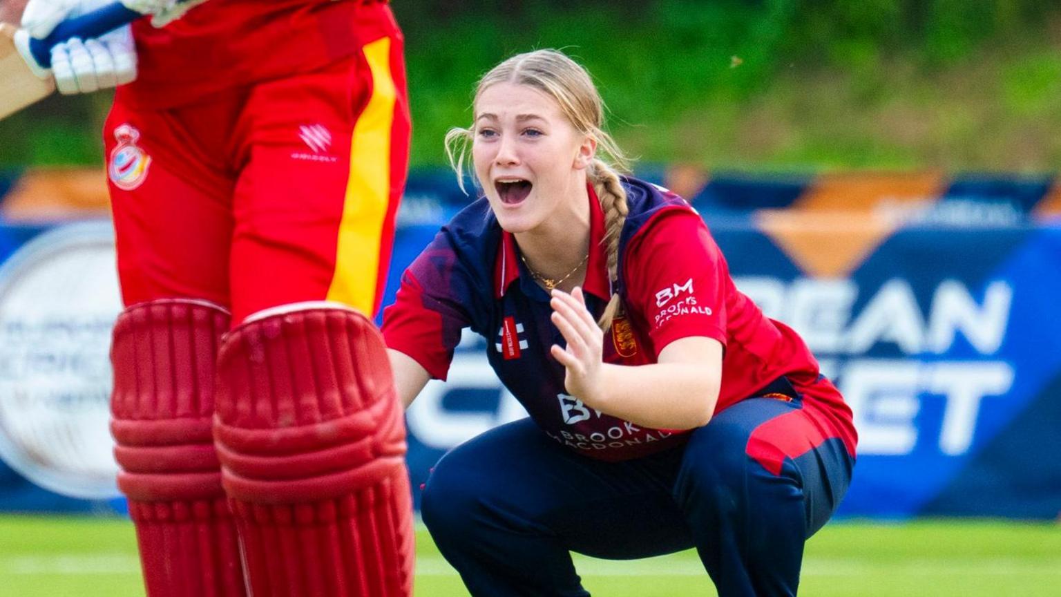 Grace Wetherall appeals for a wicket