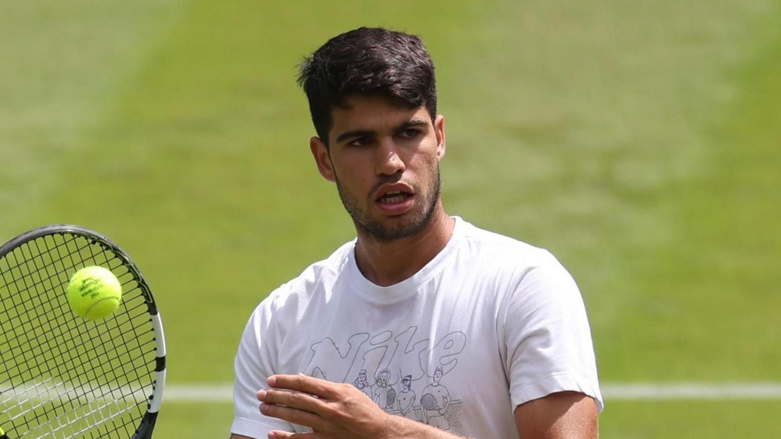 Carlos Alcaraz during Wimbledon practice