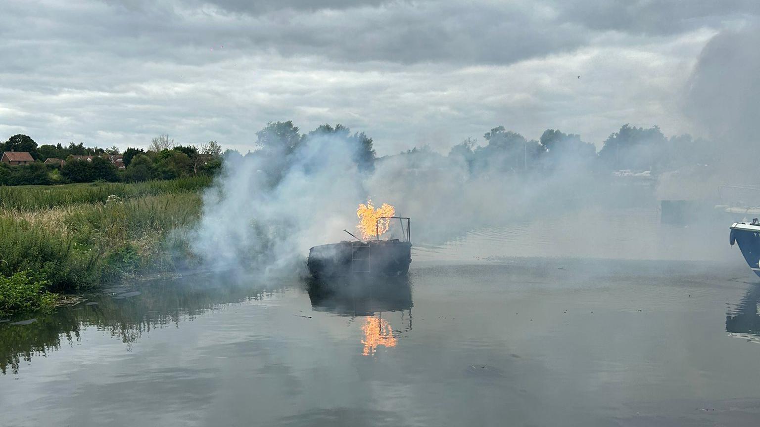 Boat on fire