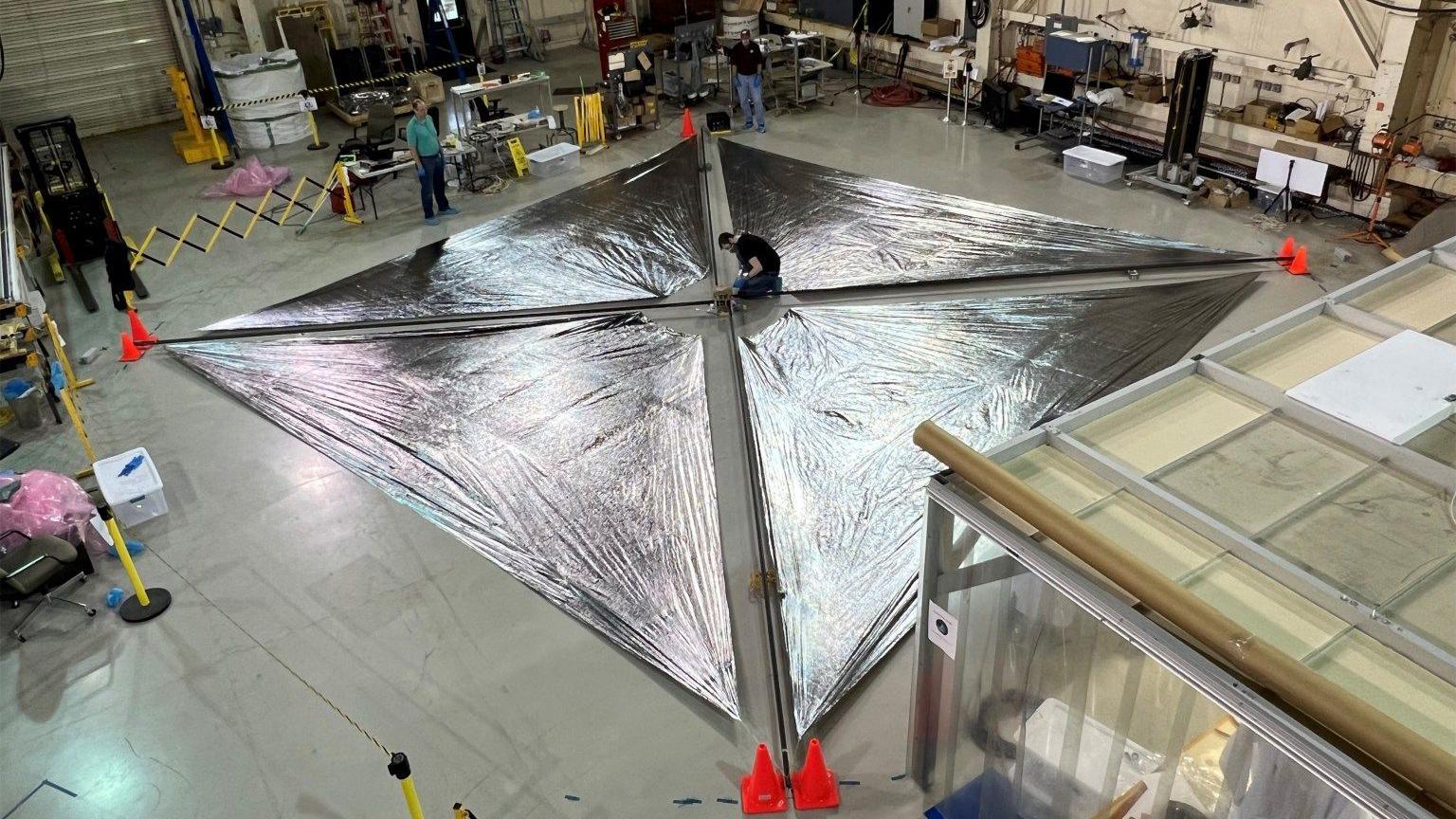 the solar sails in a Nasa workshop