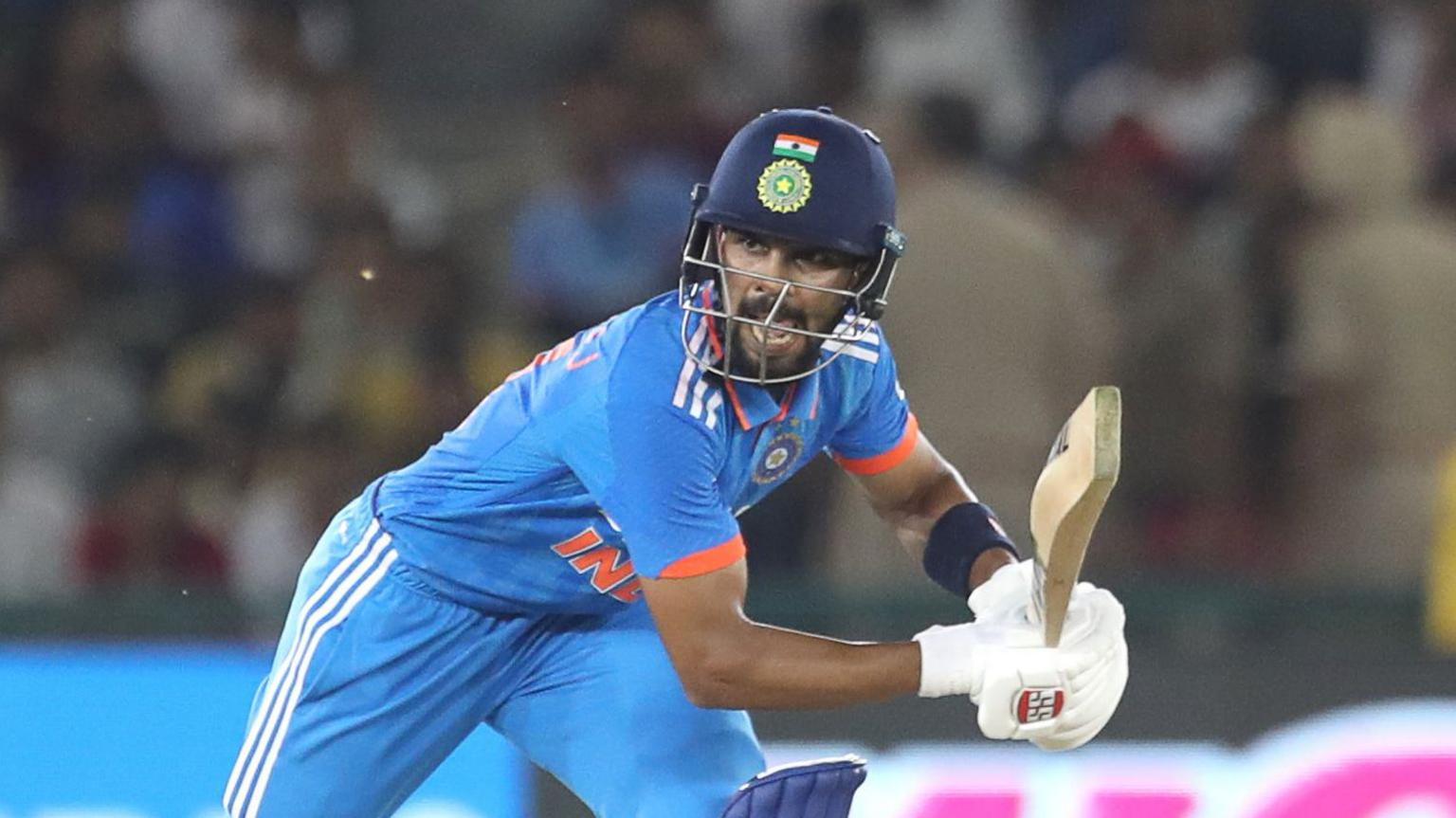 Ruturaj Gaikwad batting for India in an ODI v Australia in 2023