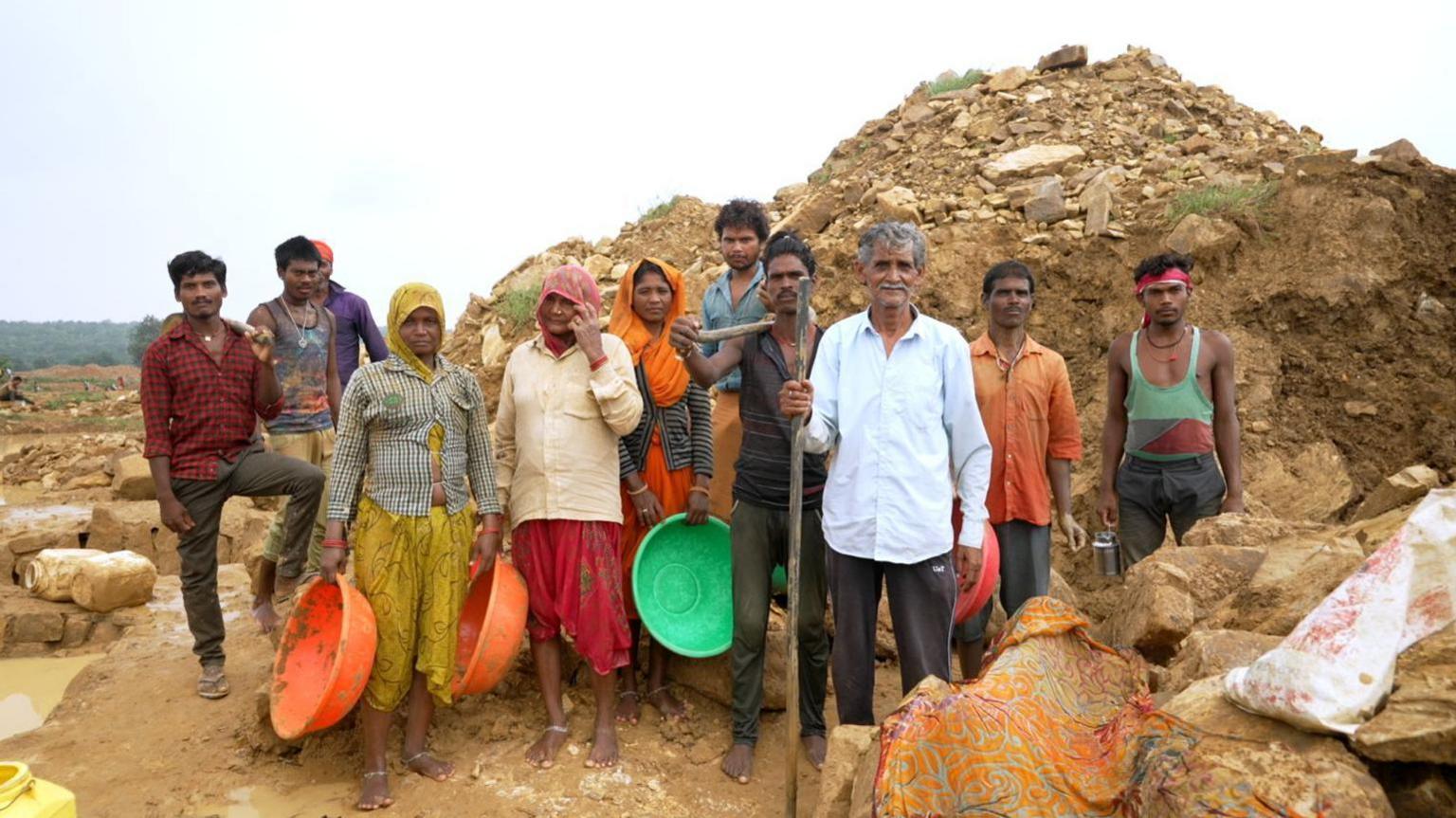 Diamond miner Prakash Sharma and his family