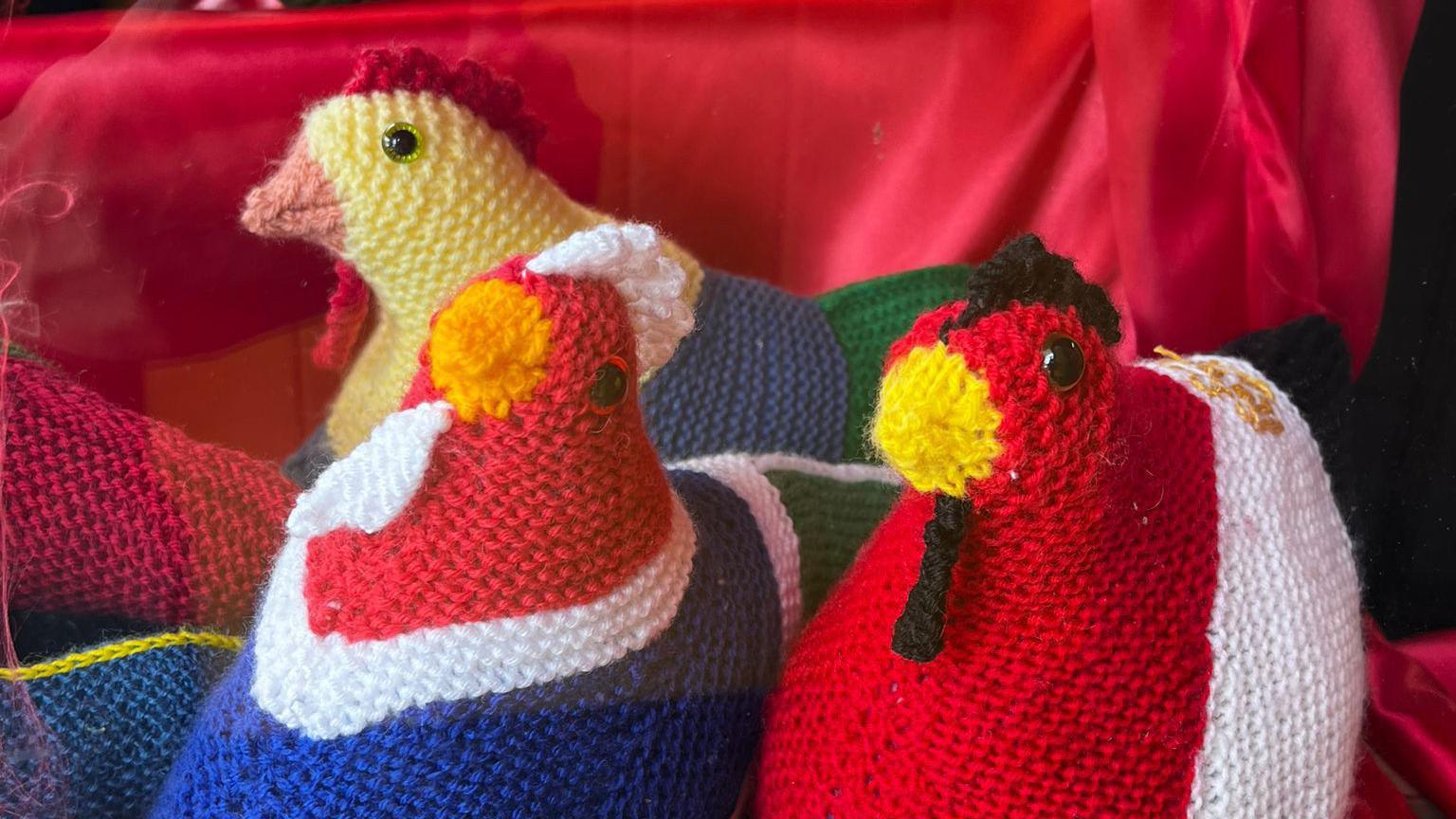 Some examples of the knitted chickens