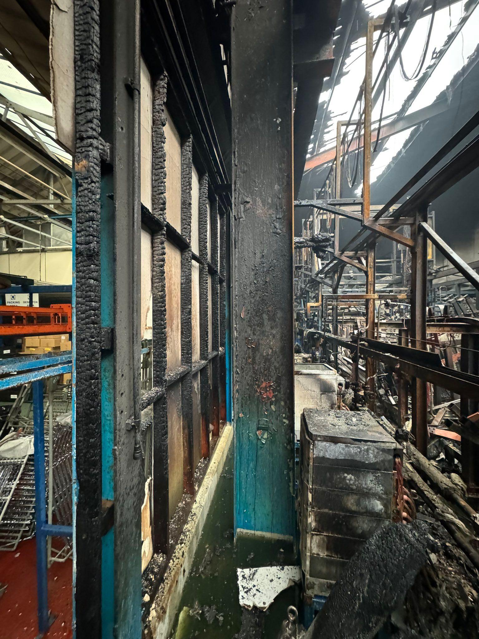 Inside the factory unit after the fire