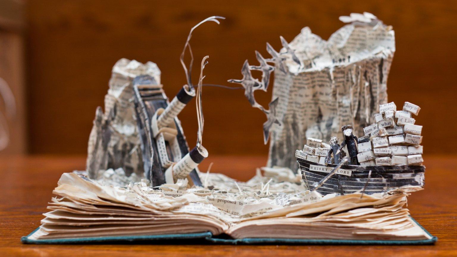 Whisky Galore book sculpture