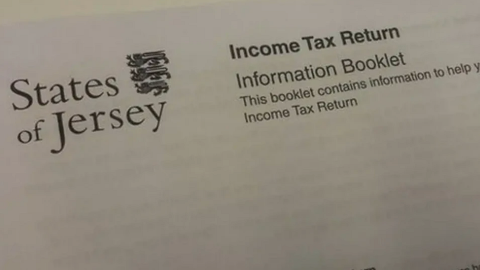 The top of an income tax return letter with the States of Jersey emblem on the left and tax info on the right.