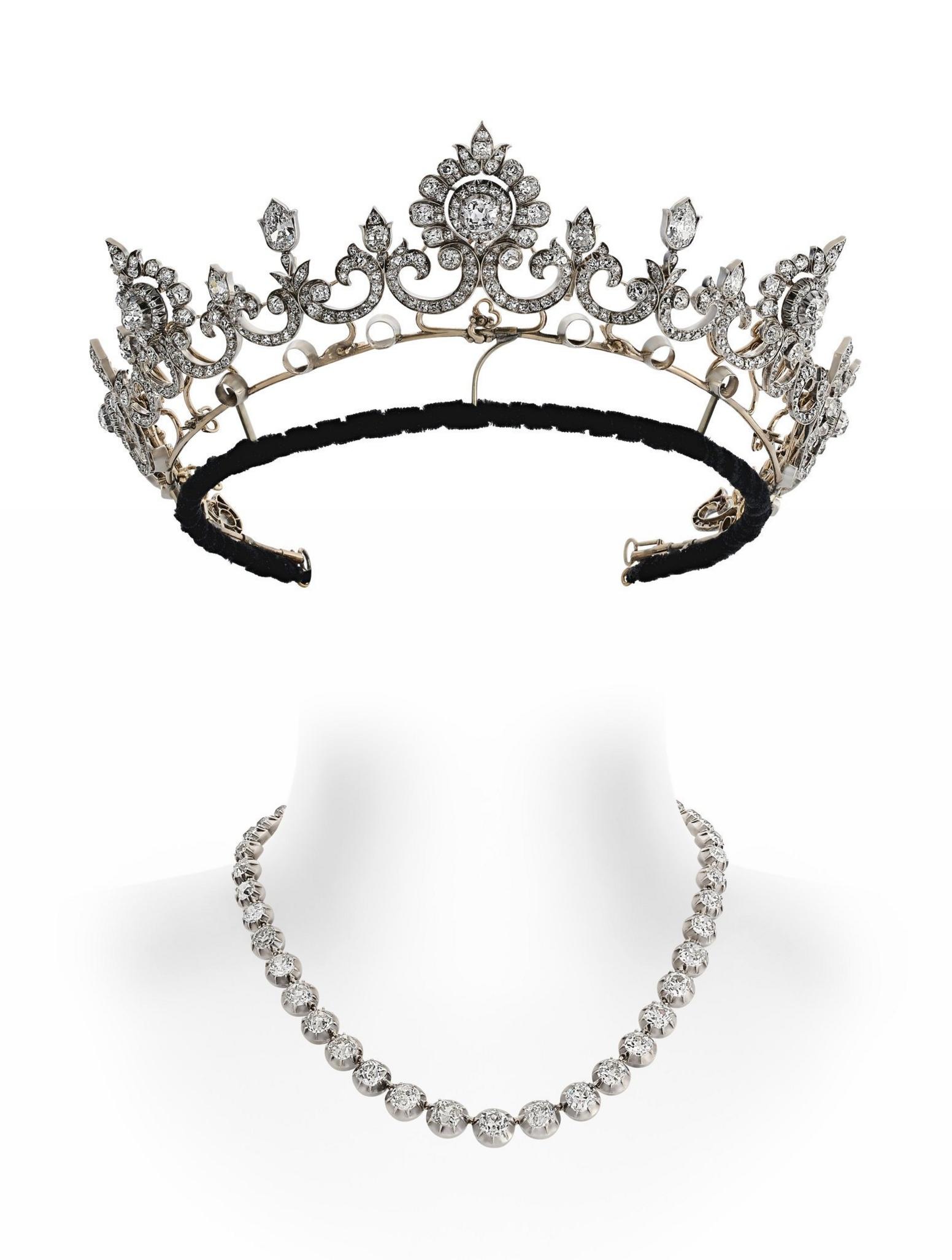 Anglesey Tiara with diamond row detached as necklace