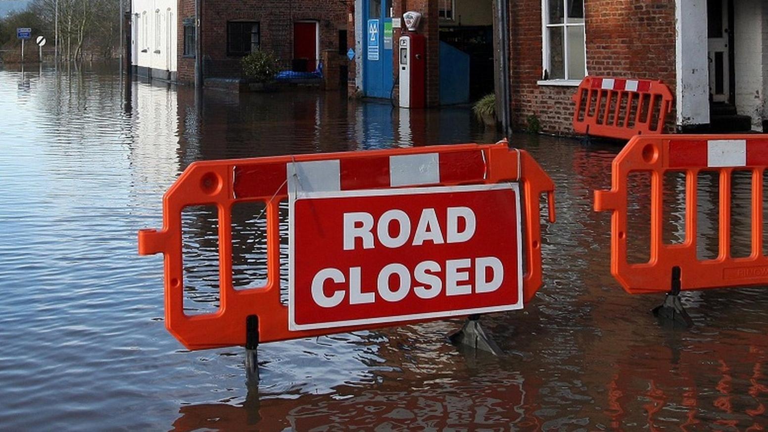 A flooded road