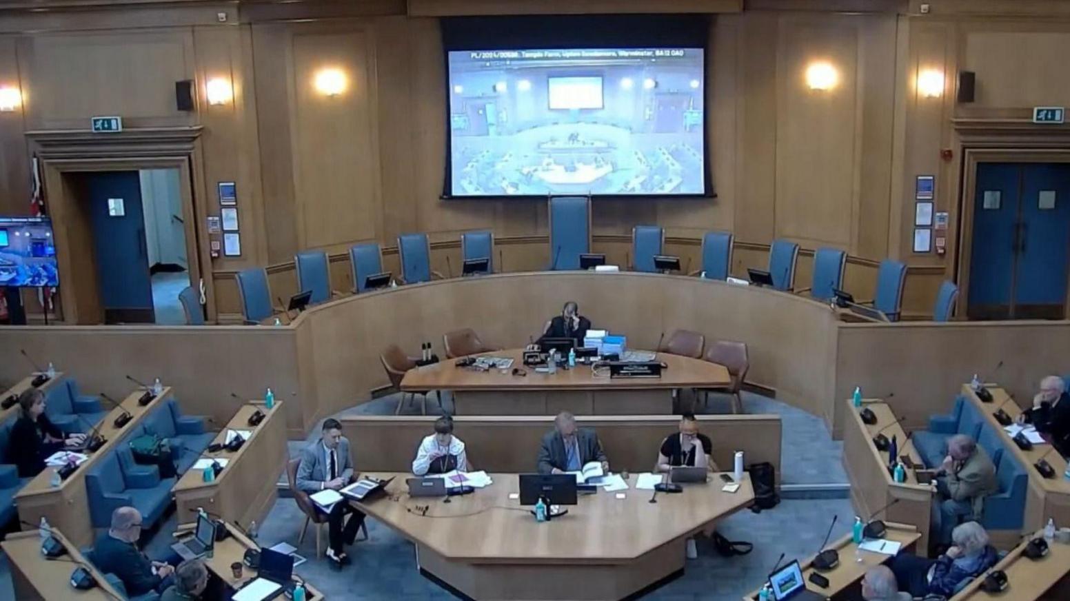 A view of the council chamber during the planning meeting