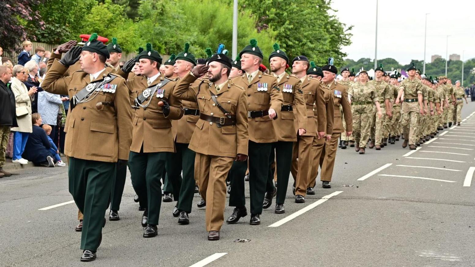 The Royal Irish Regiment and Army Cadets parading in Jordanstown