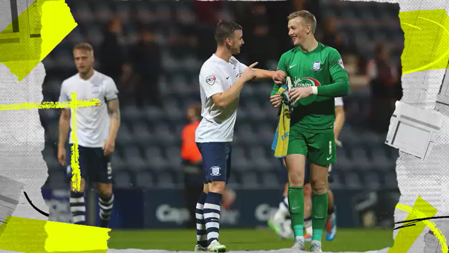 Jordan Pickford reacts while playing on loan at Preston