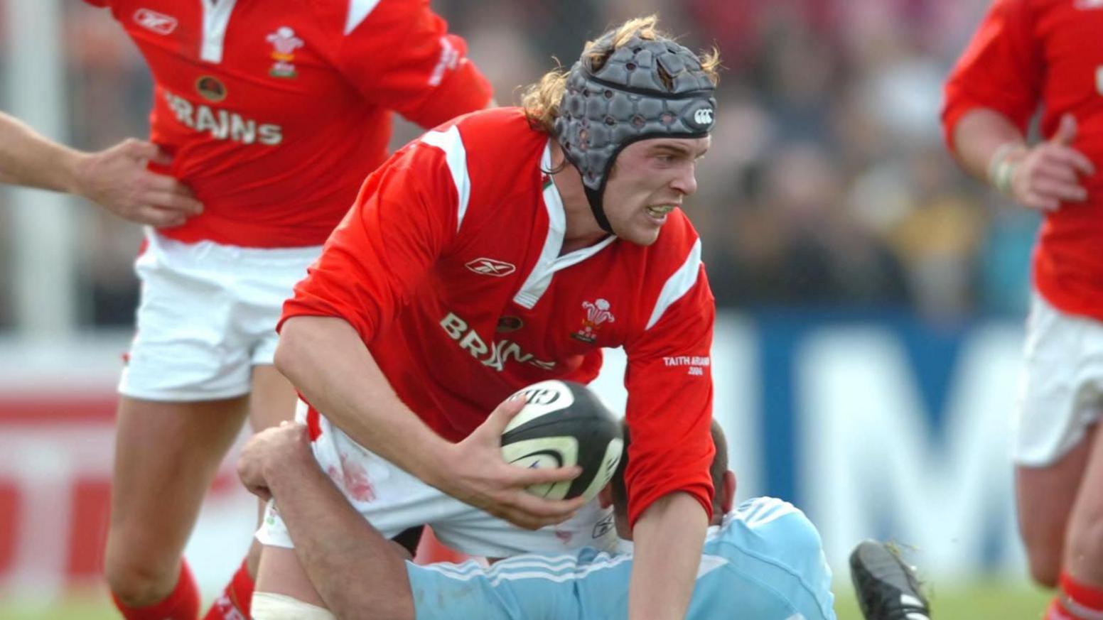 Alun Wyn Jones in action in his first Wales cap in 2006 
