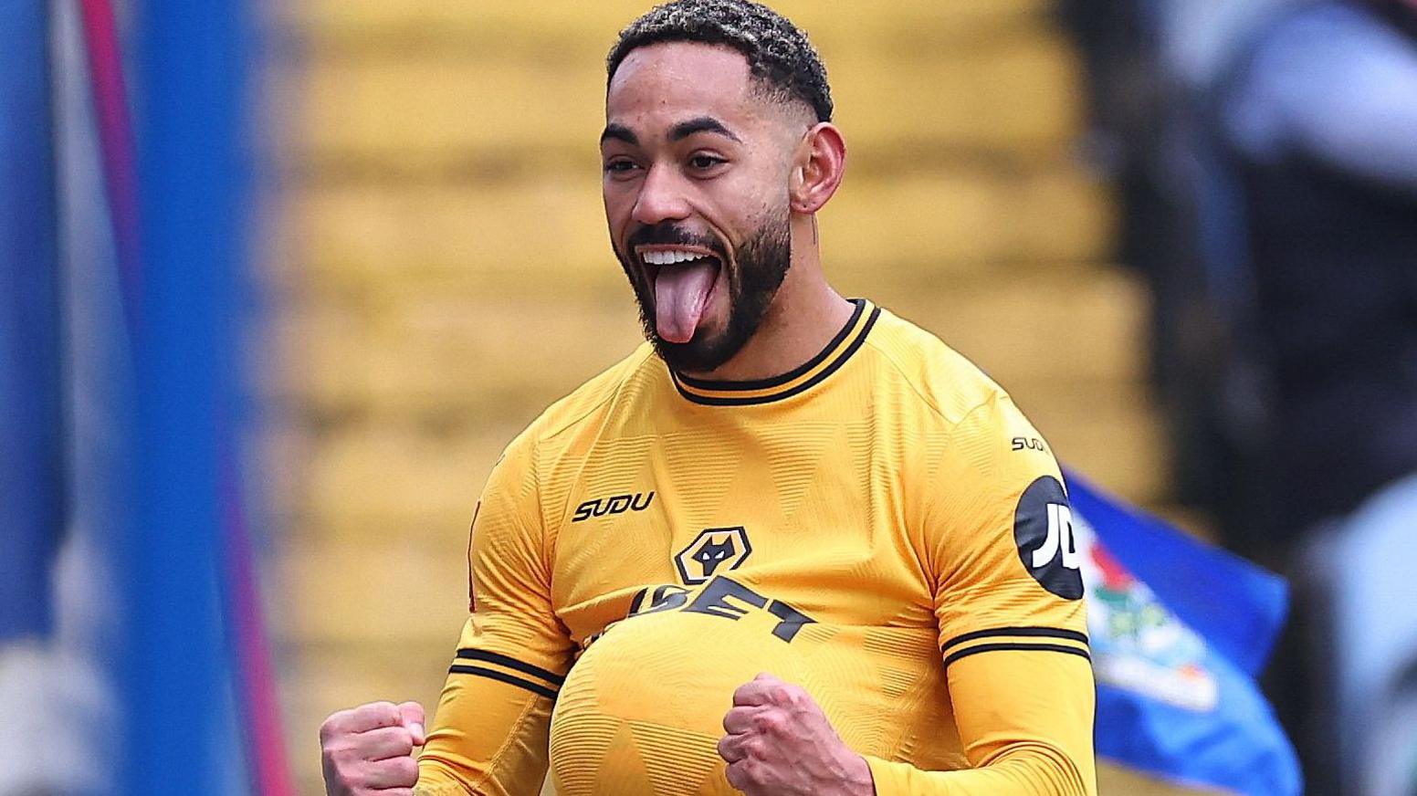 Wolves' Matheus Cunha celebrates his goal against Blackburn Rovers