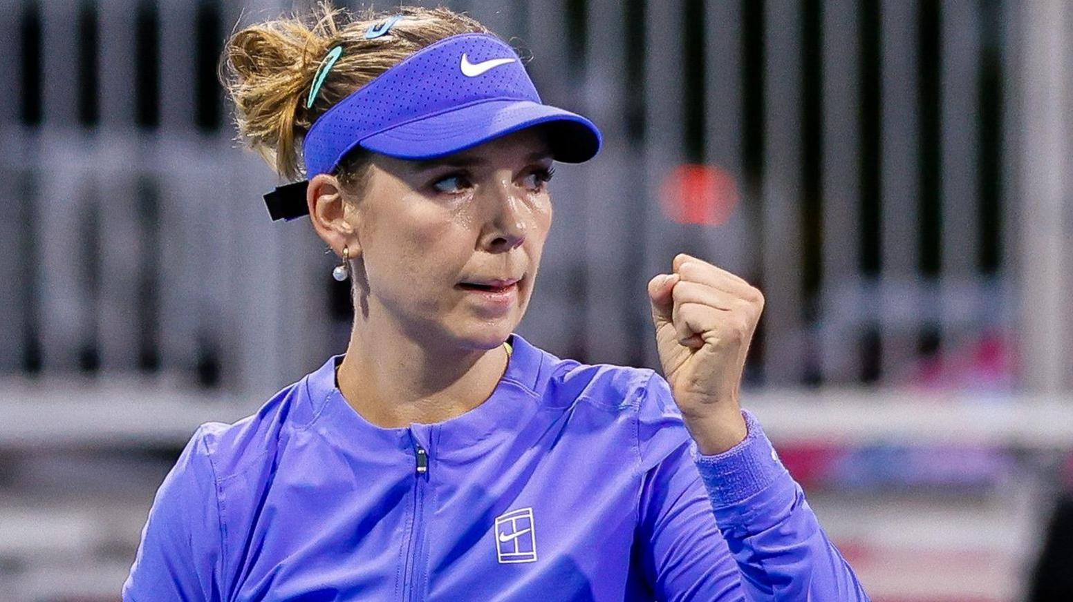 Great Britain's Katie Boulter clenches her first