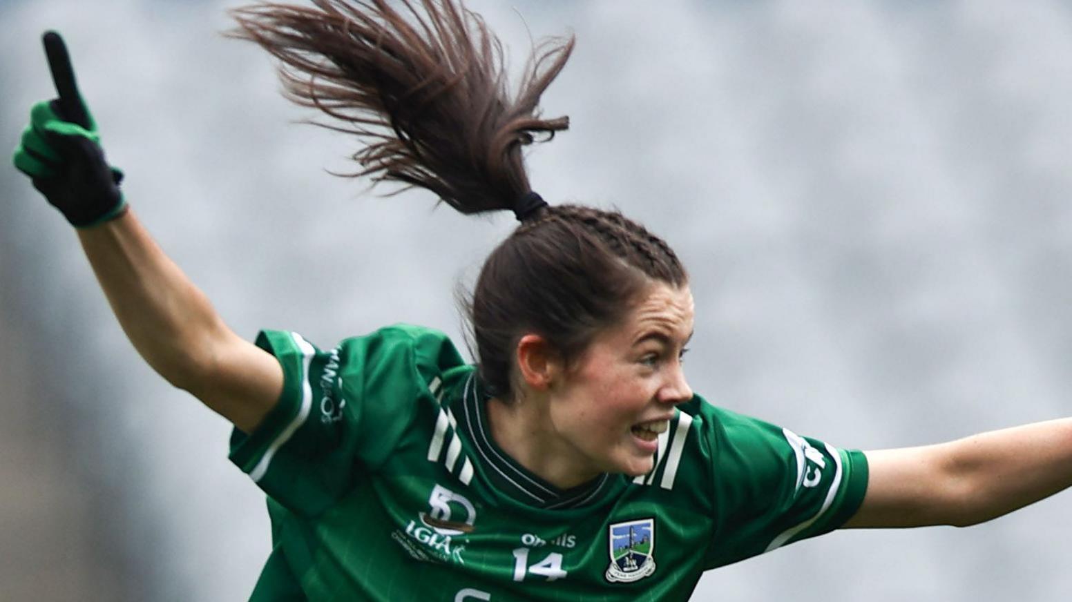 Eimear Smyth celebrates scoring Fermanagh's goal against Louth on Sunday