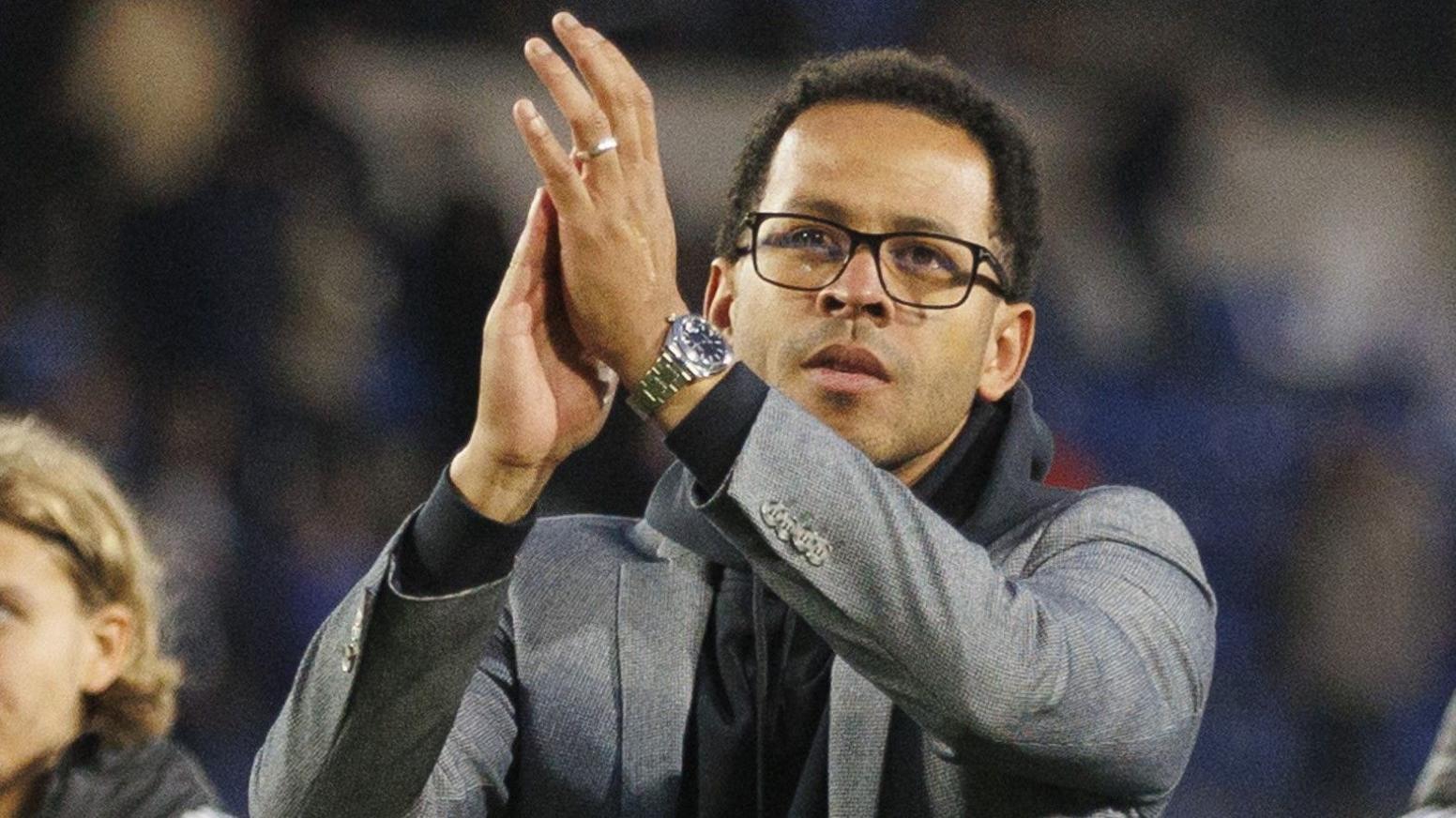 Liam Rosenior applauds towards Strasbourg fans