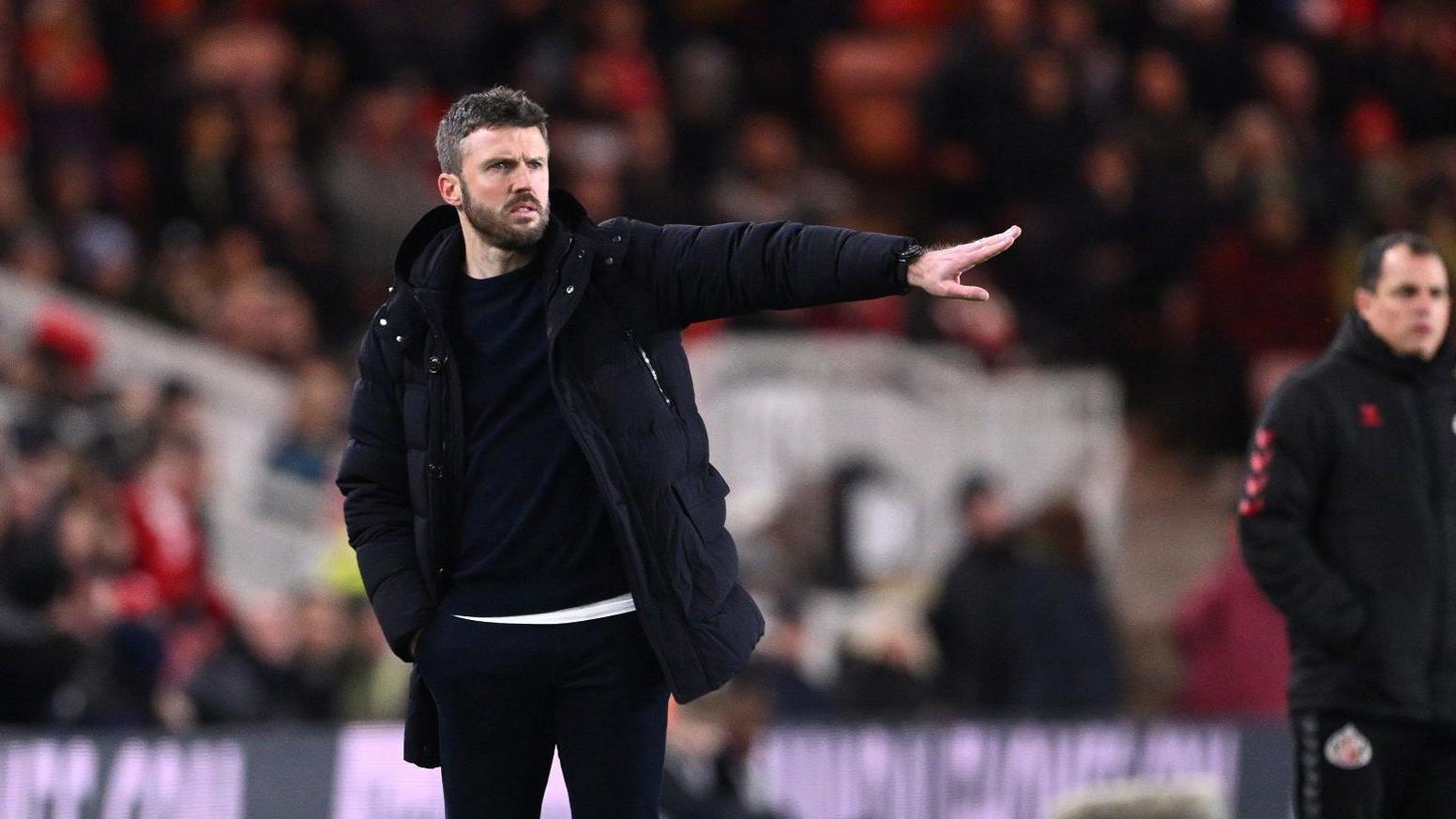 Michael Carrick giving his Middlesbrough team directions from the touchline