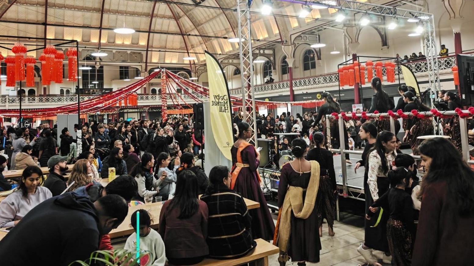 Diwali event inside Derby Market Hall