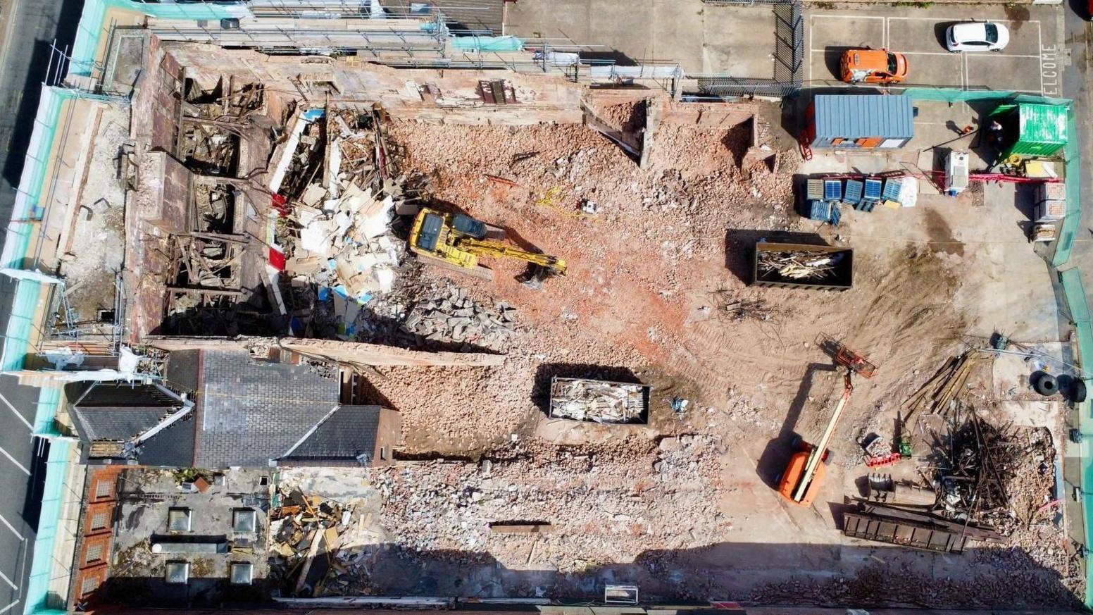 Overhead view of the site