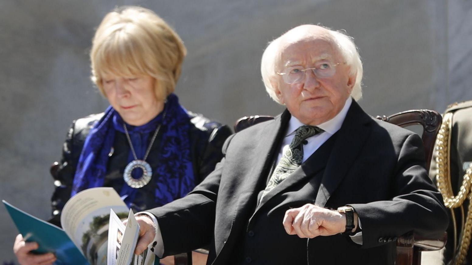 President of Ireland Michael D Higgins during a Stardust ceremony of commemoration at the Garden of Remembrance in Dublin