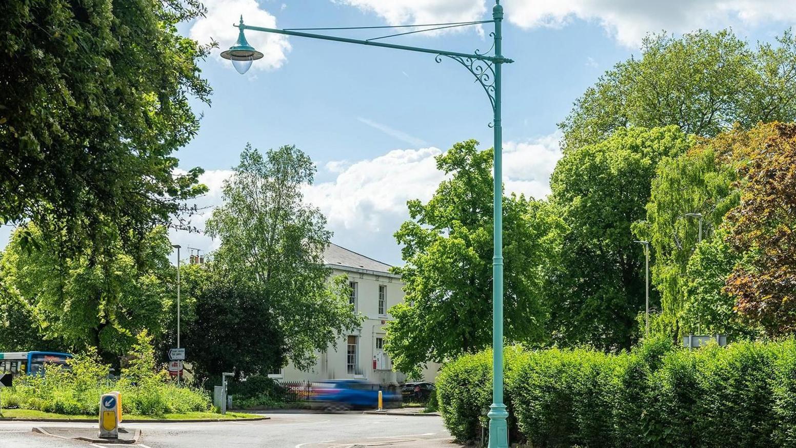 Street lights that date back to the early 1900s on Prestbury Road in Cheltenham 