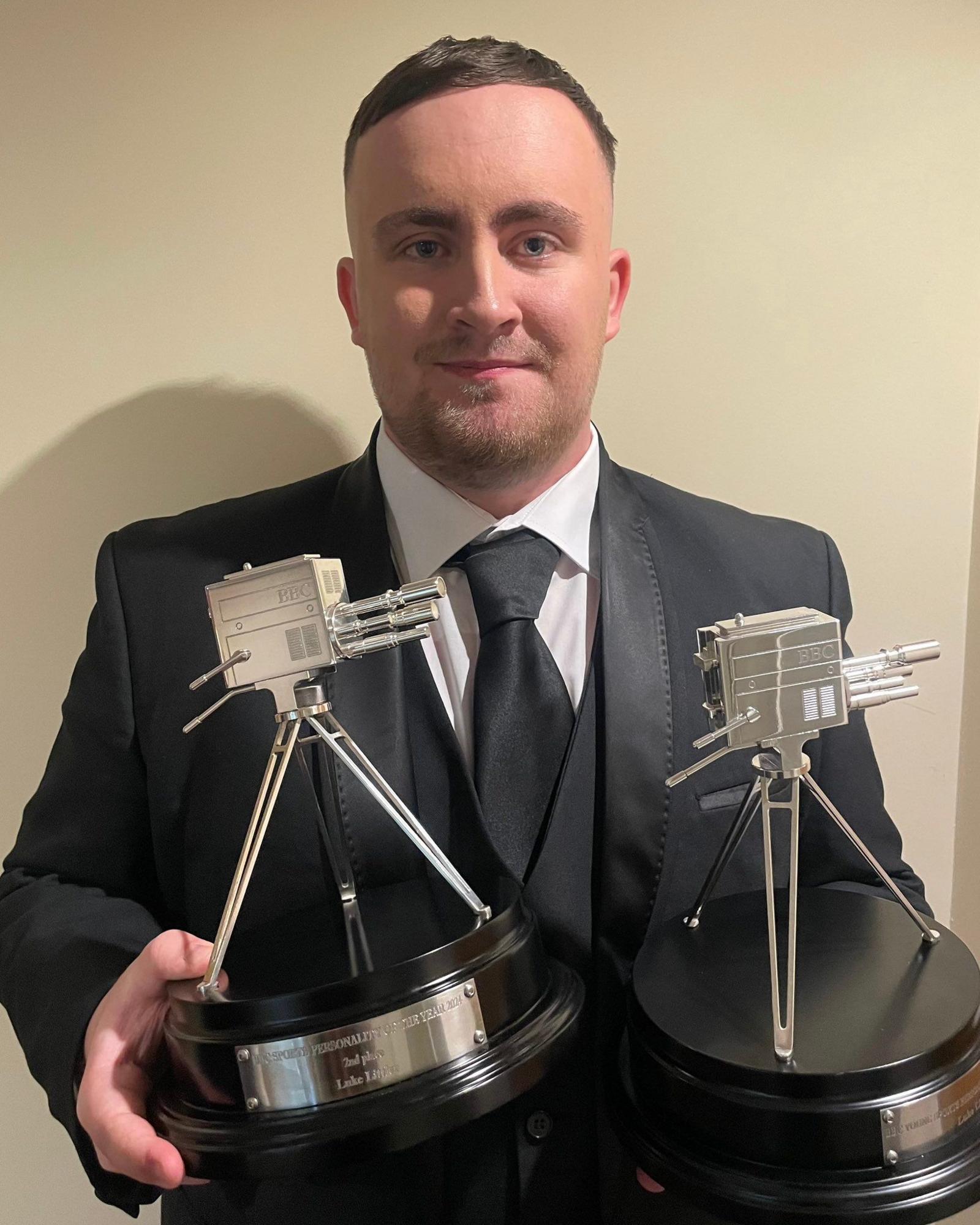 Luke Littler with his awards. 