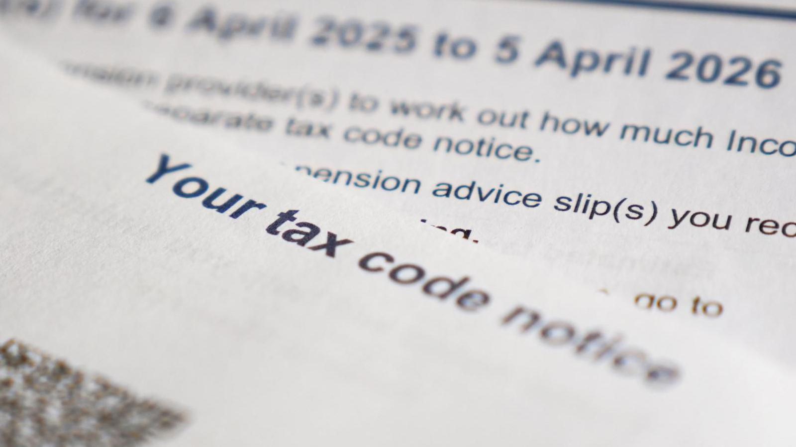 A view of a personal tax code notice in Ashford, Kent.