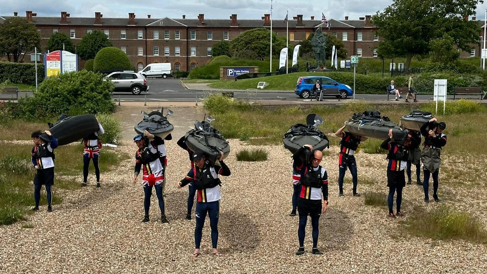 Marines with their kayaks