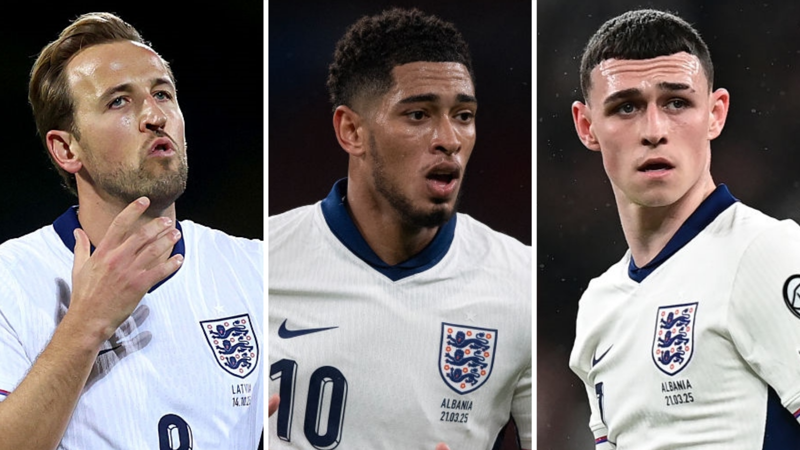 Harry Kane, Jude Bellingham and Phil Foden