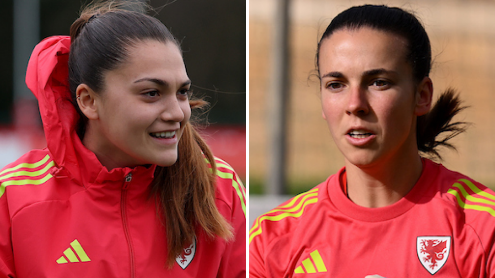 Safia Middleton-Patel and Olivia Clark during Wales training 