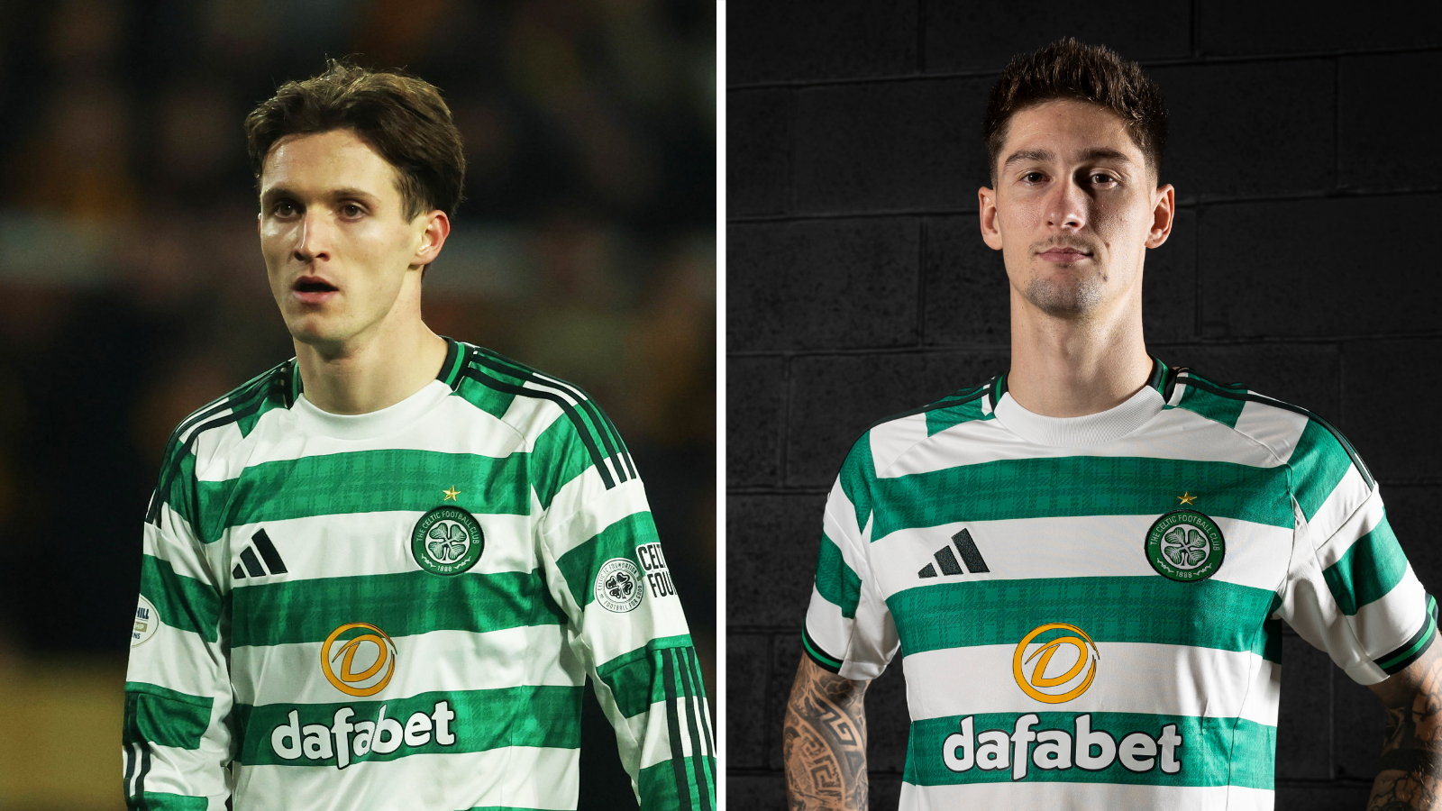 Johnny Kenny in action for Celtic; Tomas Cvancara poses for photographs after signing for Celtic