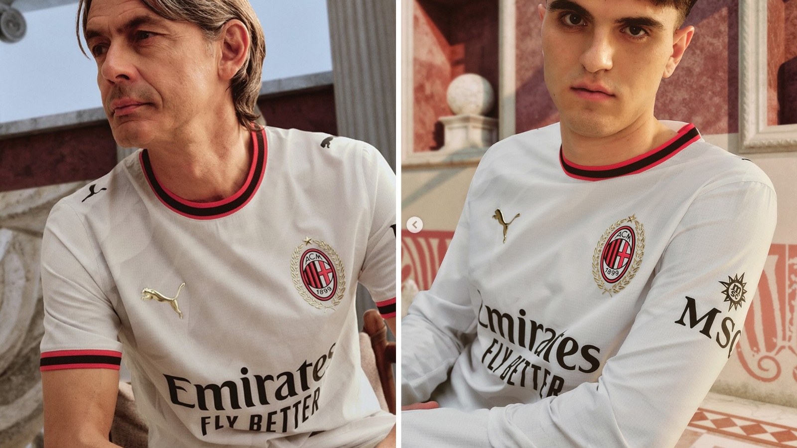 Filippo Inzaghi and Davide Bartesaghi wear new AC Milan away shirt
