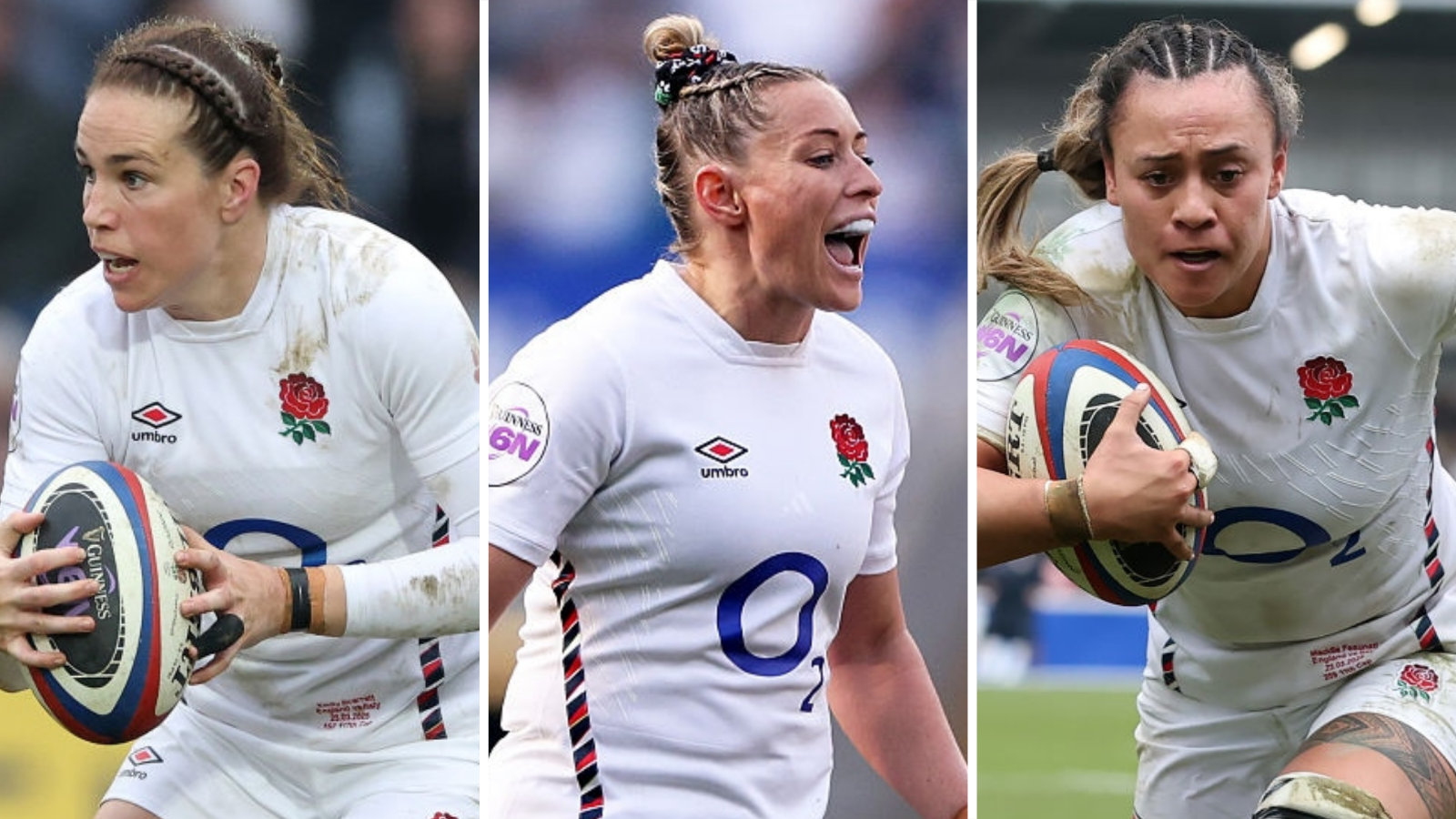 England trio Emily Scarratt, Natasha Hunt and Maddie Feaunati
