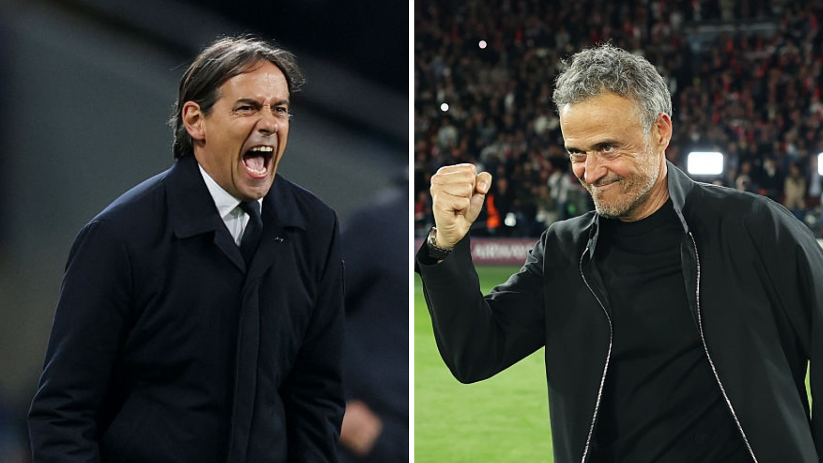 Inter Milan manager Simone Inzaghi and PSG manager Luis Enrique