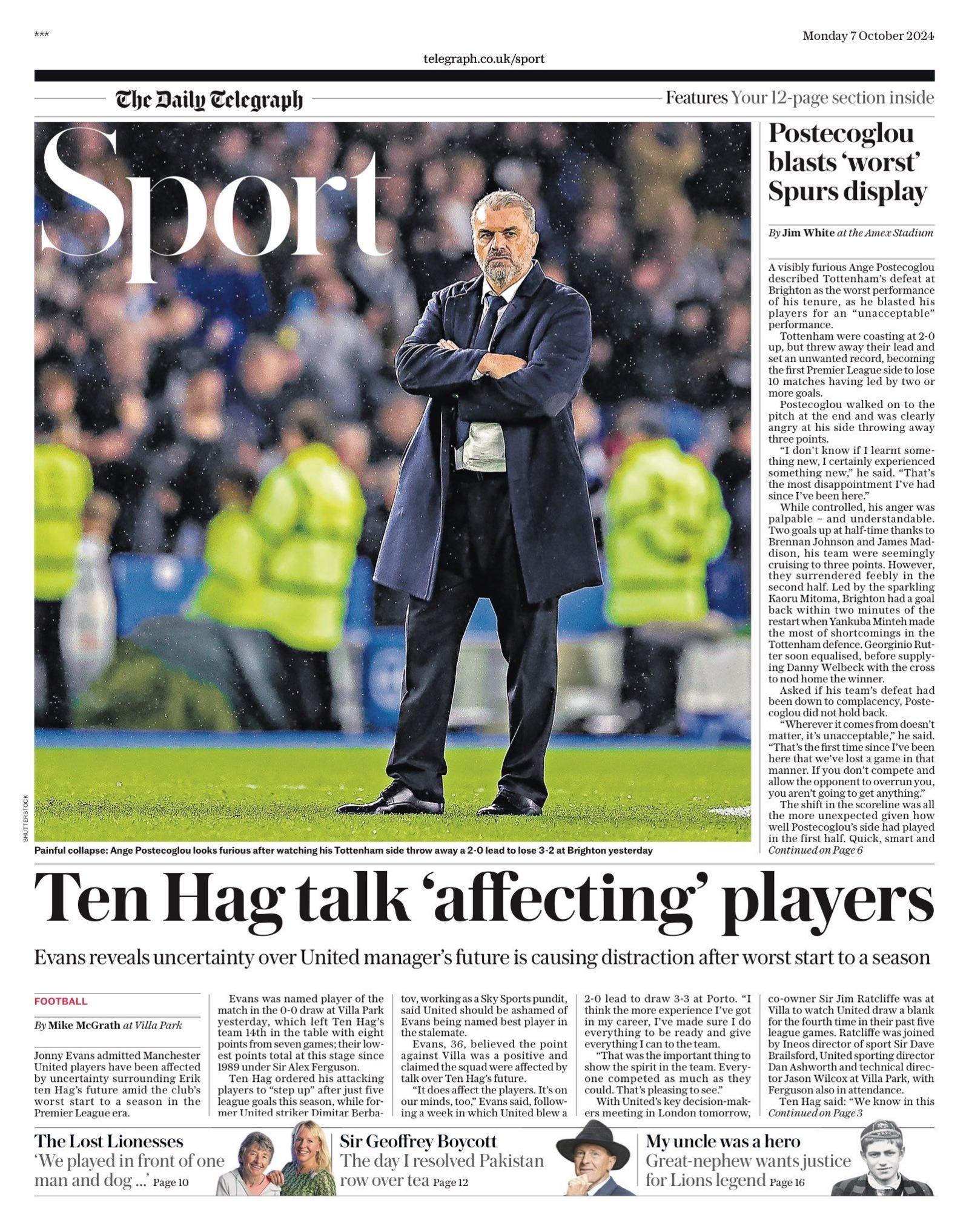 Monday's Daily Telegraph