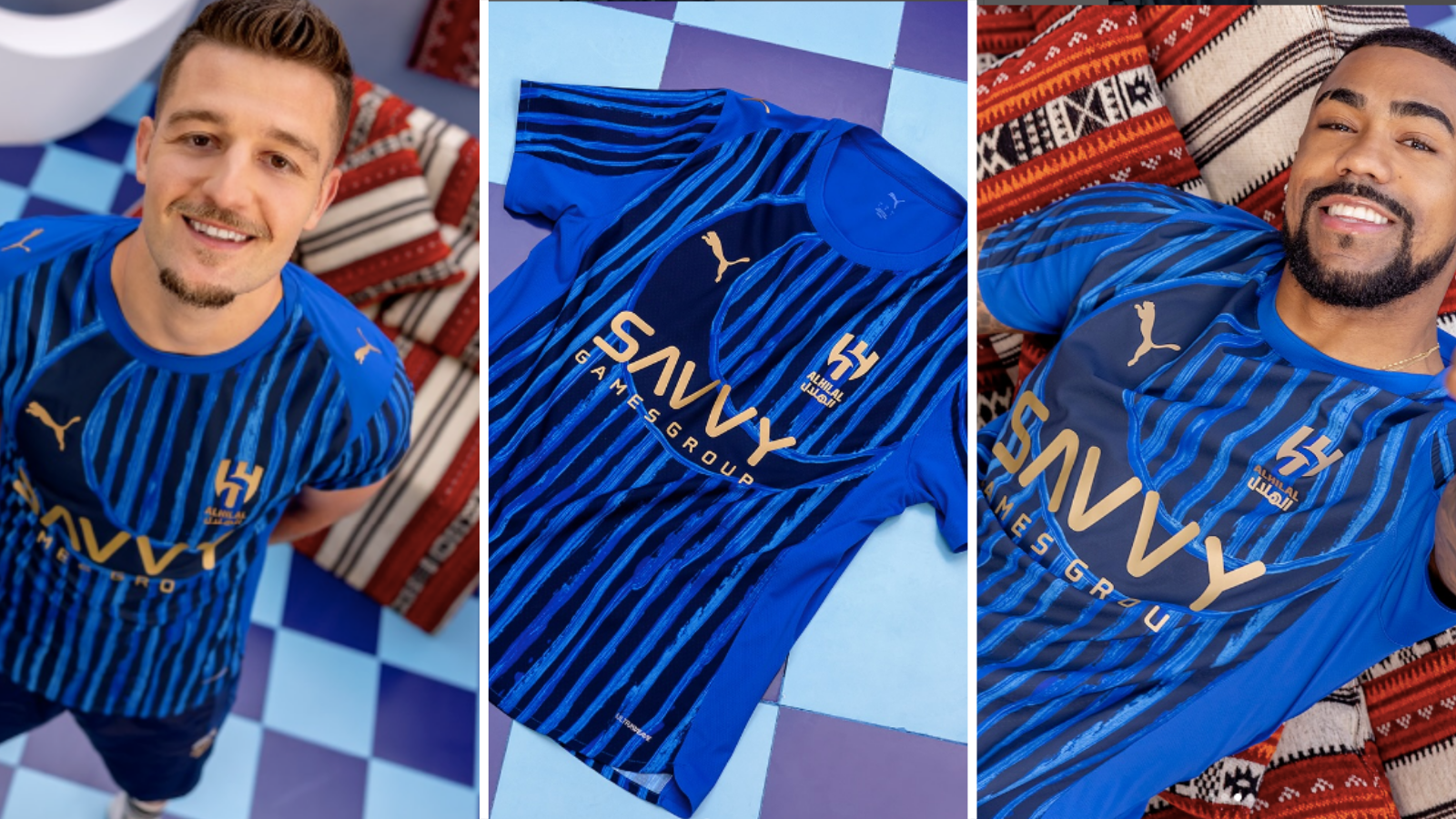 Sergej Milinkovic Savic and Malcom wear new Al Hilal Club World Cup home kit.