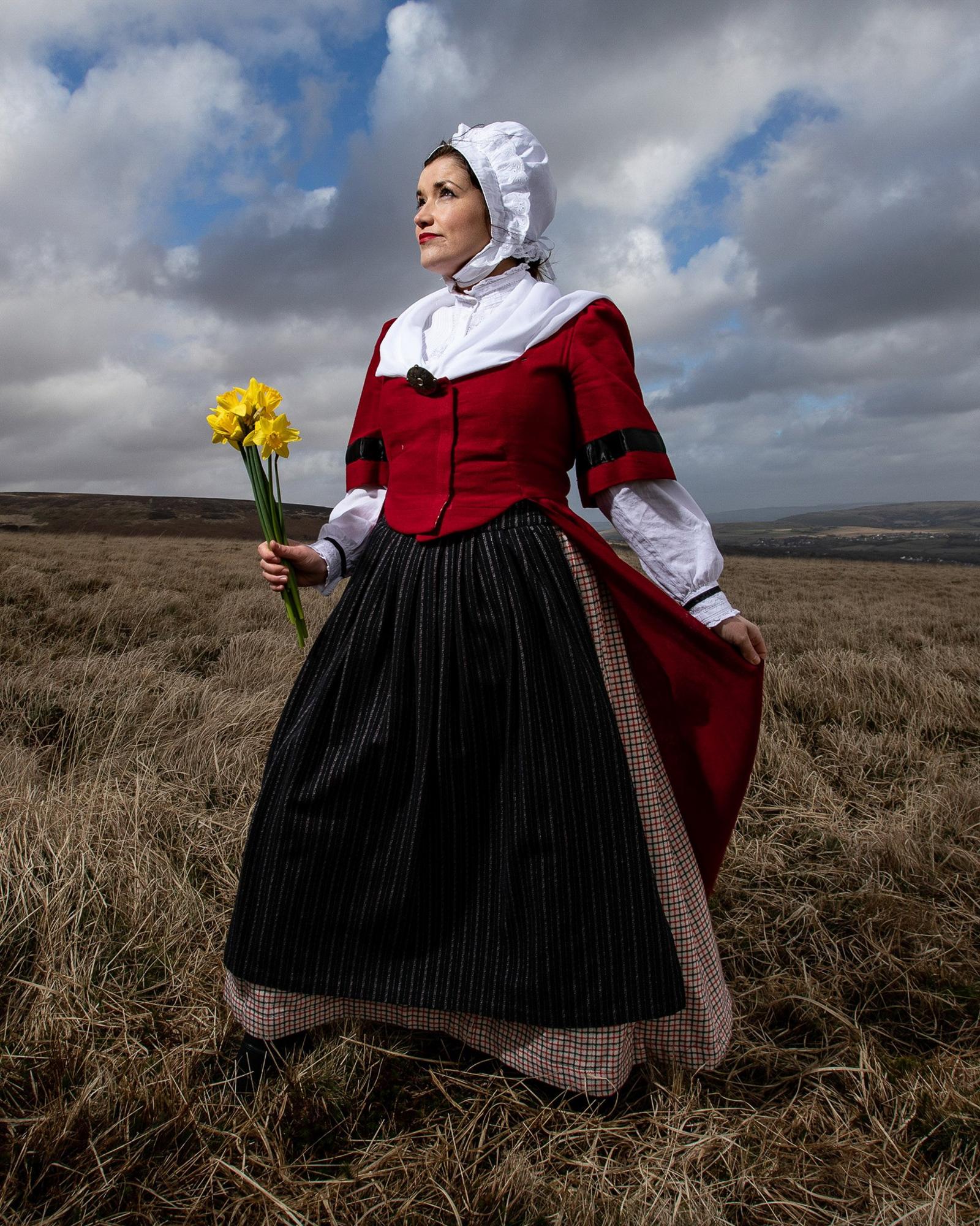 Portraits of traditional Welsh folk dancers, in their iconic traditional dress, have been captured for St Davids Day (Dydd Gwyl Dewi) on the hills around Ammanford.