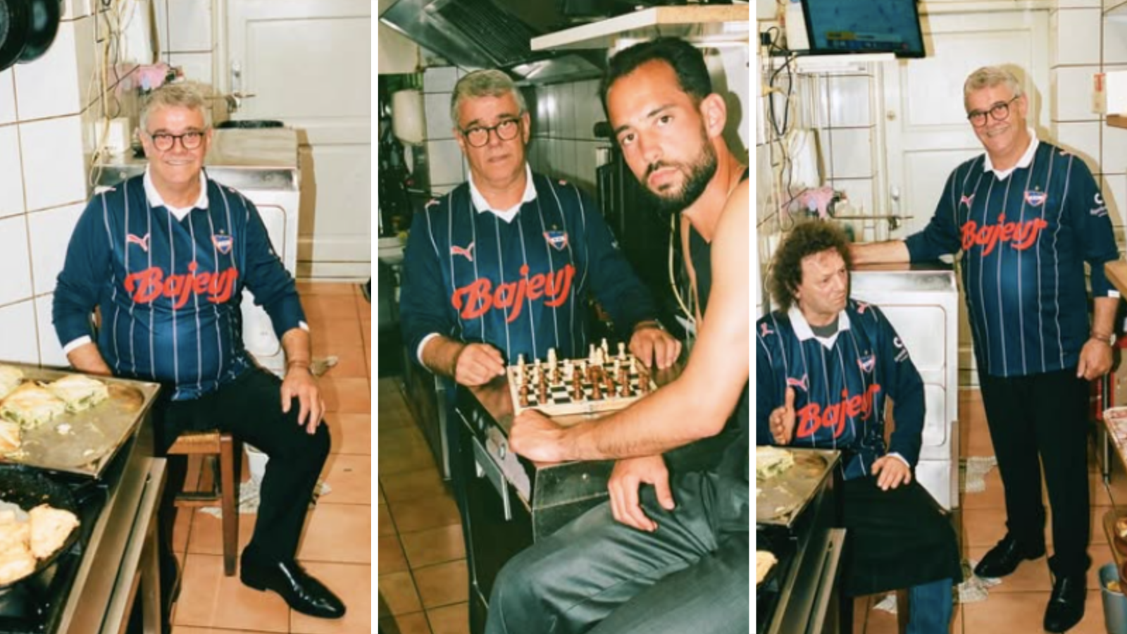 Models inlcuding footballer Aris Vaporakis model new Boldklubben af 1893 away shirt.