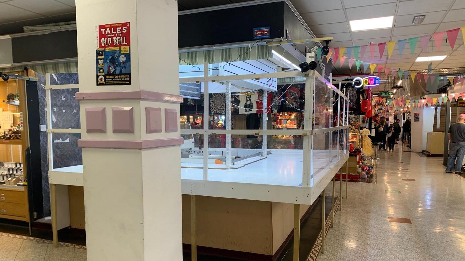 An empty stall at Eastgate indoor market