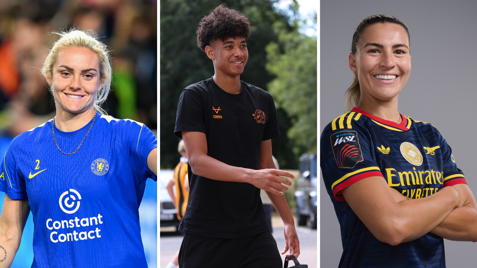 Ellie Carpenter (Chelsea), Lucas Herrington (Hull City) and Steph Catley (Arsenal)