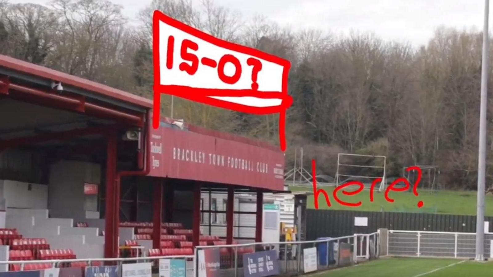 Drawing of scoreboard at Brackley Town ground