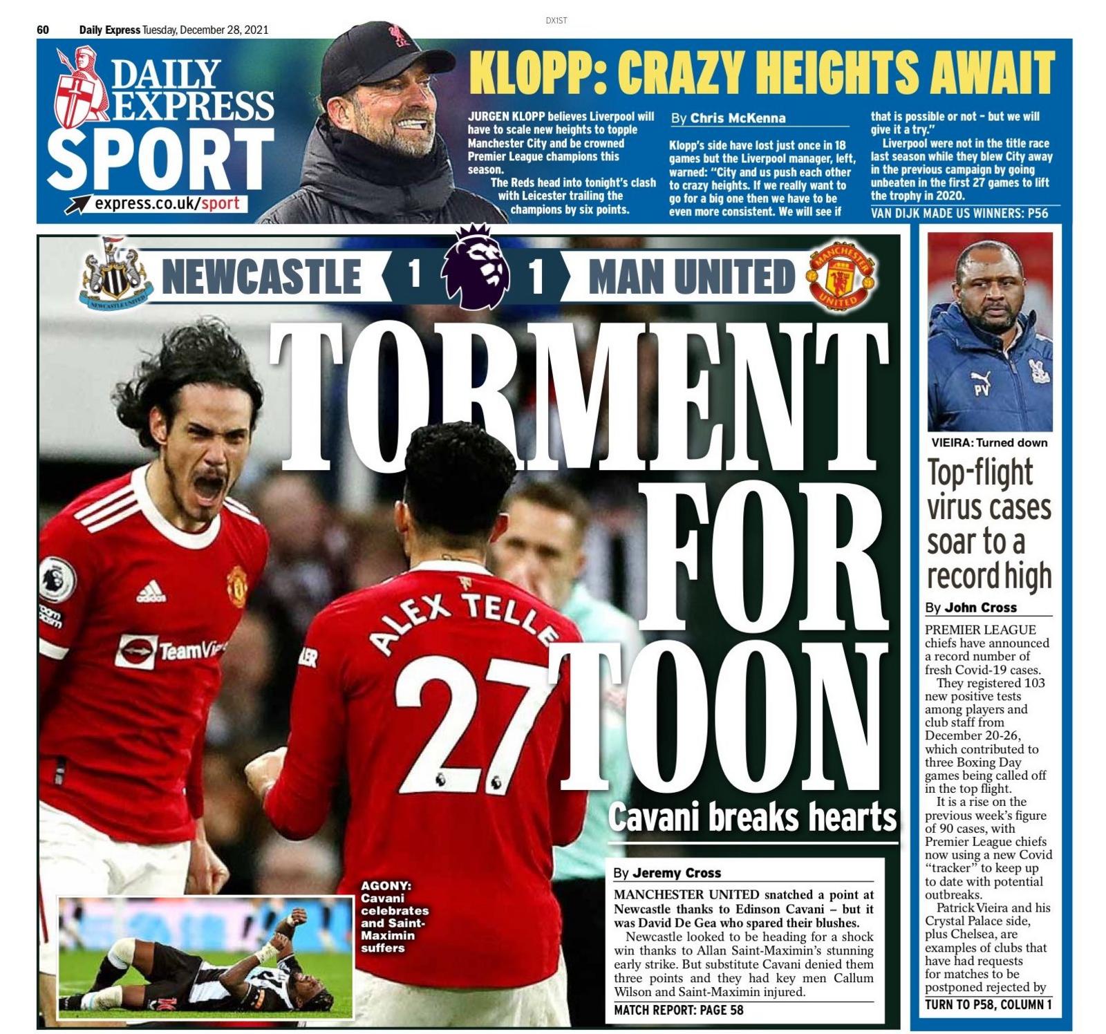 The back page of the Daily Express