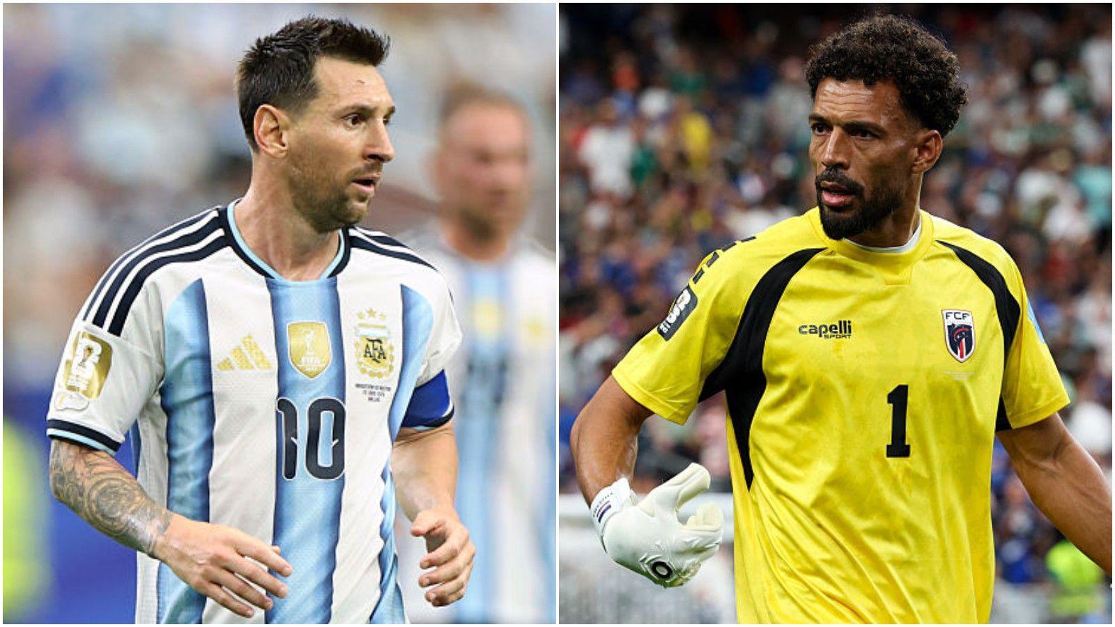 A split picture of Argentina's Lionel Messi and Cape Verde goalkeeper Vozinha