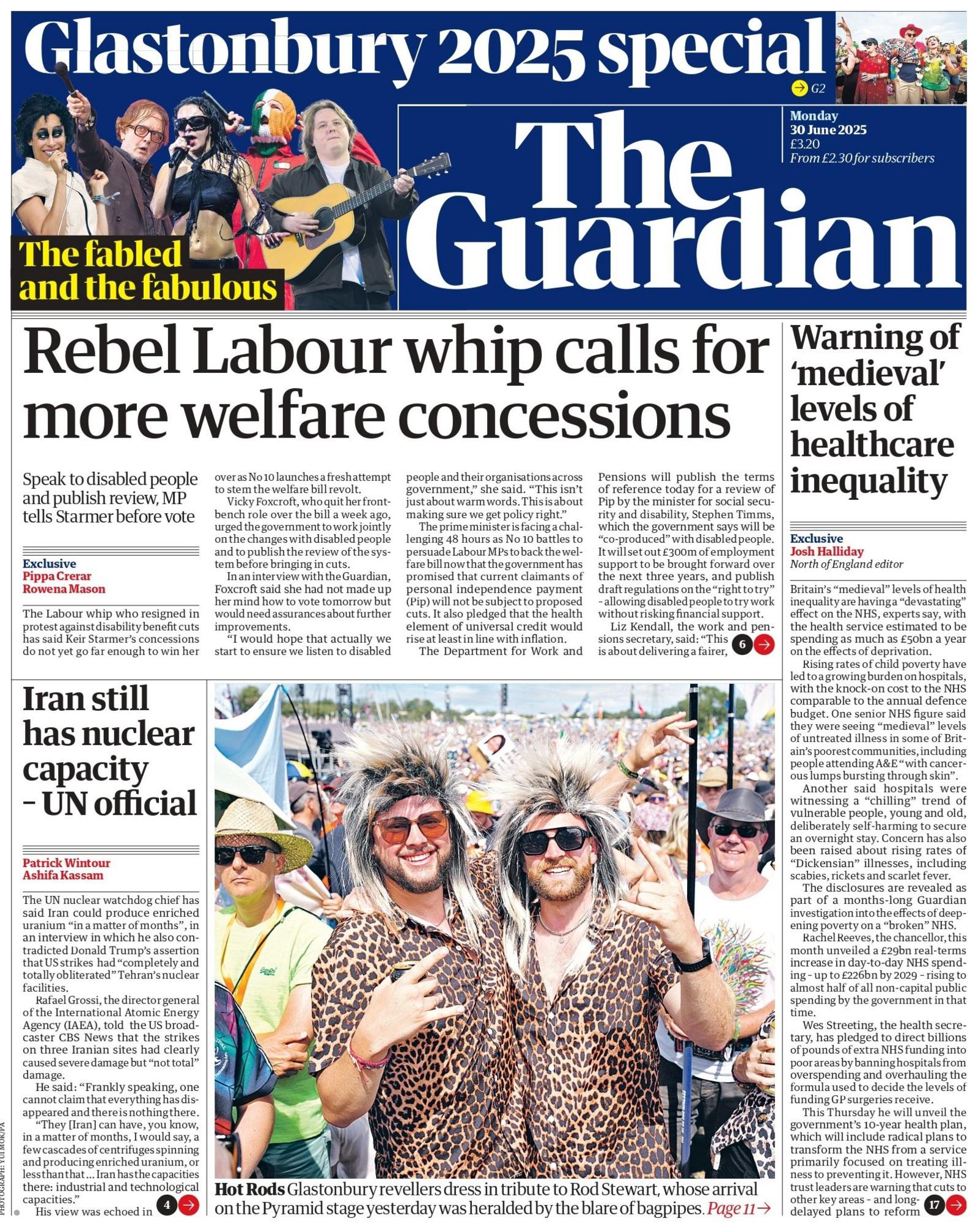 "Rebel Labour whip calls for more Labour concessions" reads the headline on the front page of The Guardian.