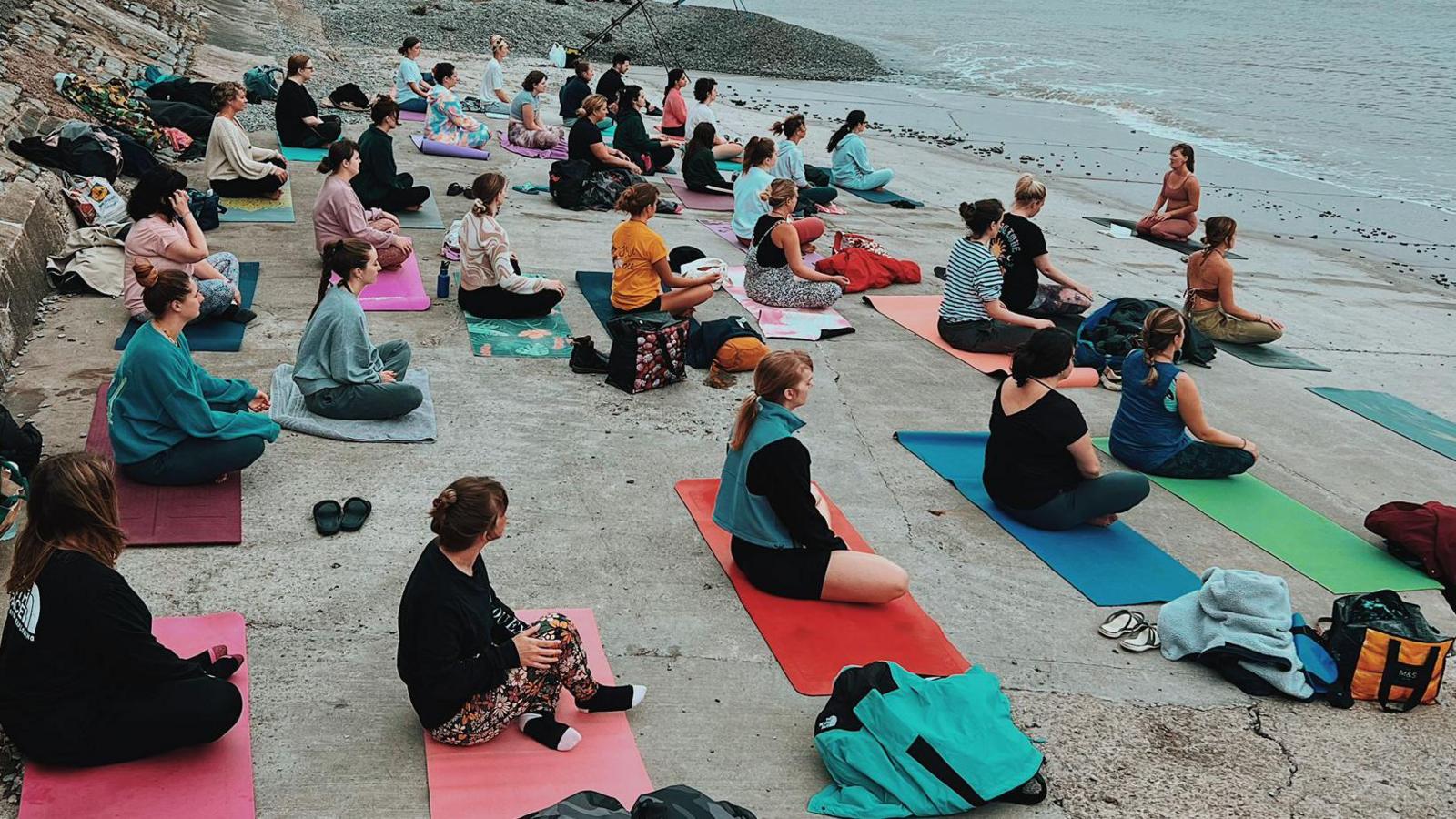 A yoga class on Penarth seafront