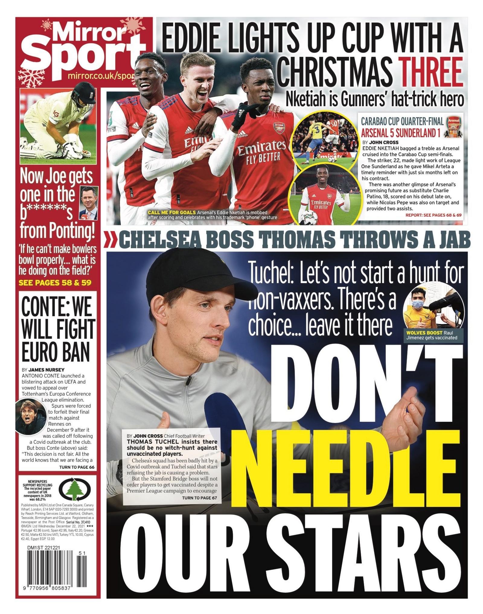 Wednesday's Mirror back page